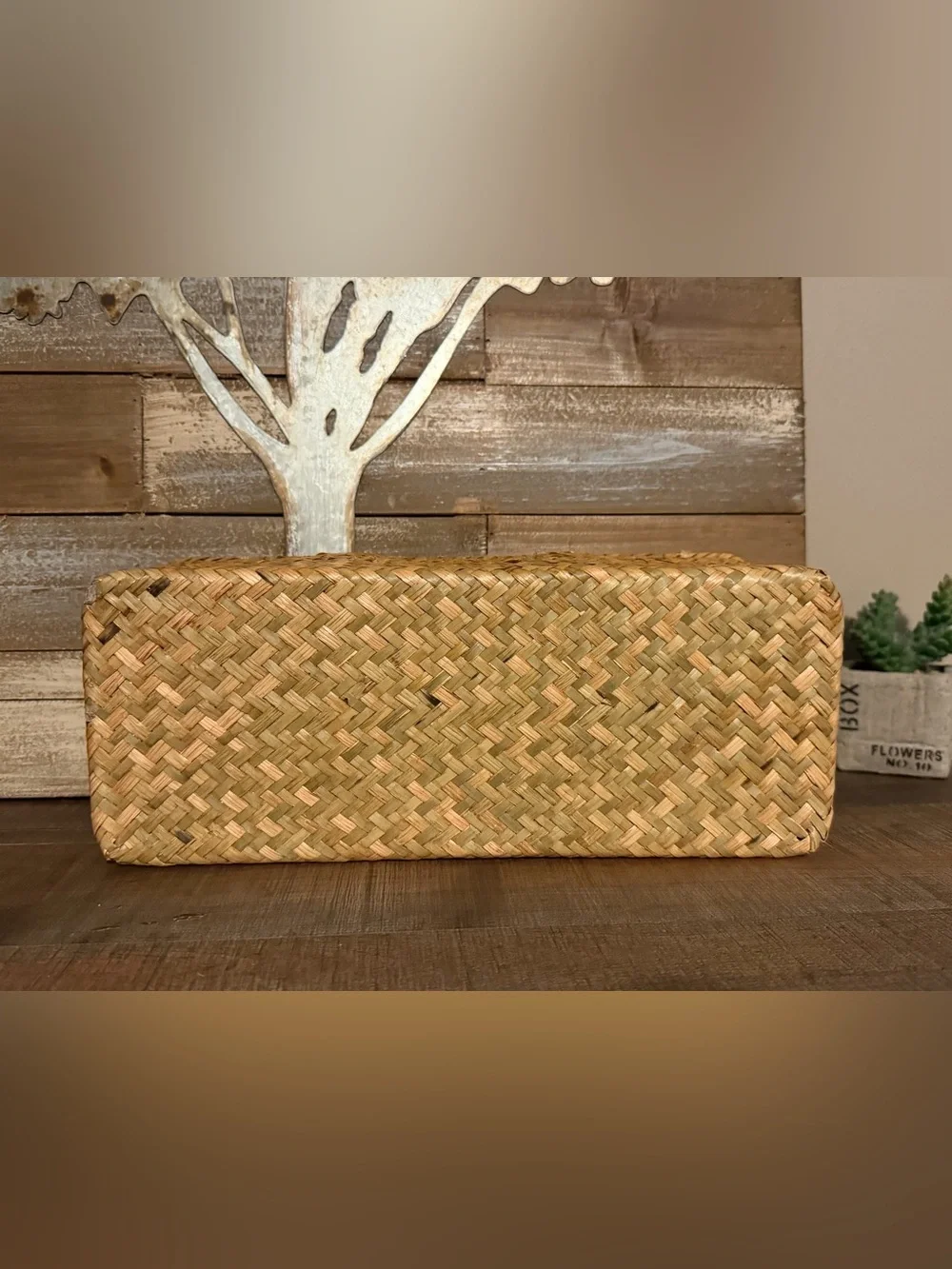 Nonam Seagrass Storage Small Basket with Lid - 3-Section Divided Organizer